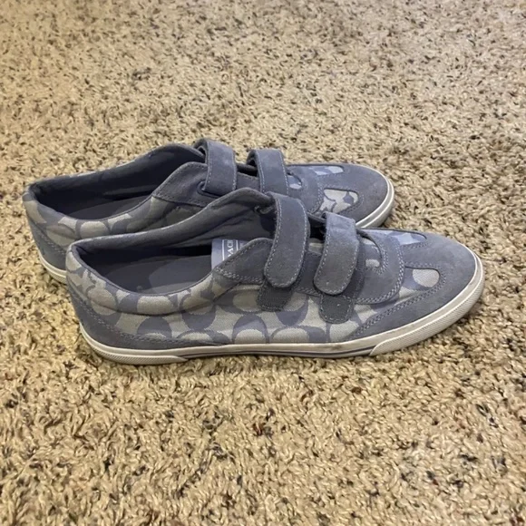 Coach Priya Signature Suede Trim Hook Loop Canvas Sneakers Shoes Lilac Size 10 - Picture 4 of 8